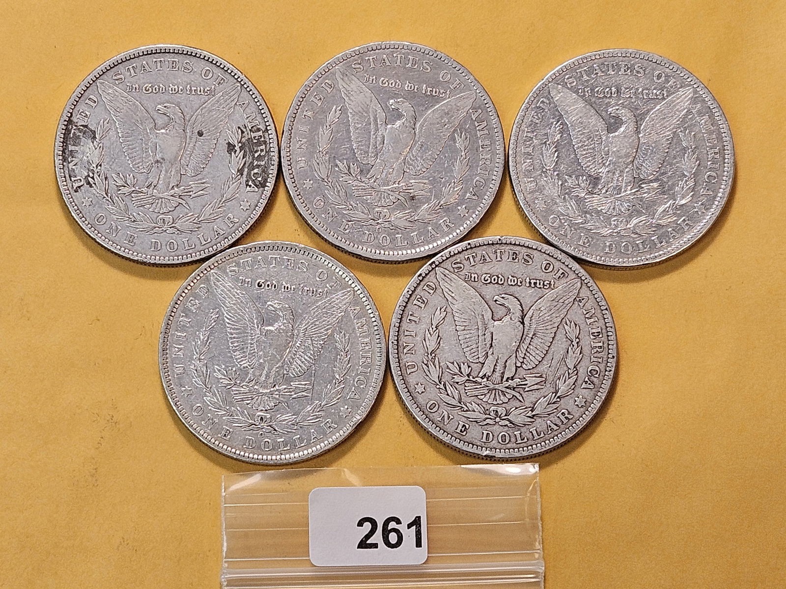Five Circulated Morgan Silver Dollars - 3