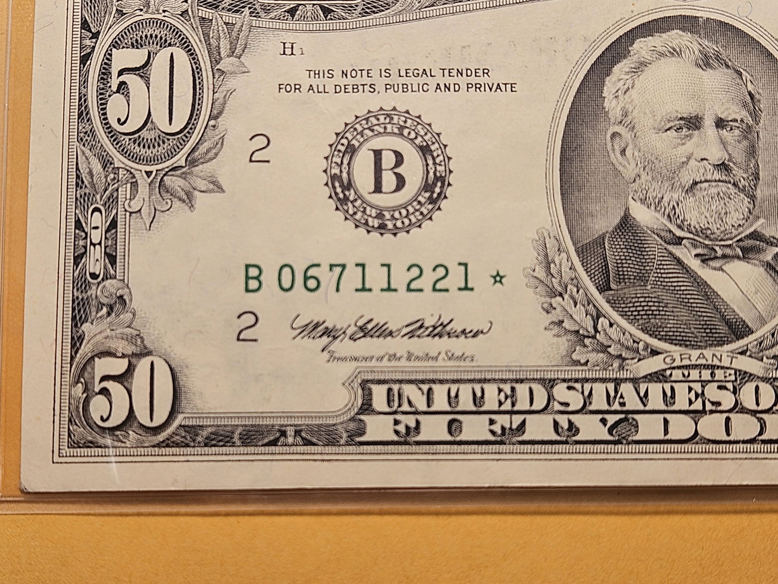 Crisp Uncirculated Series 1993 Fifty Dollar Federal Reserve STAR Note - 2