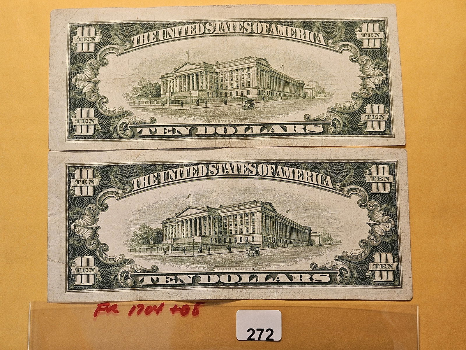 Two Circulated Blue Seal Ten Dollar Silver Certificates - 2