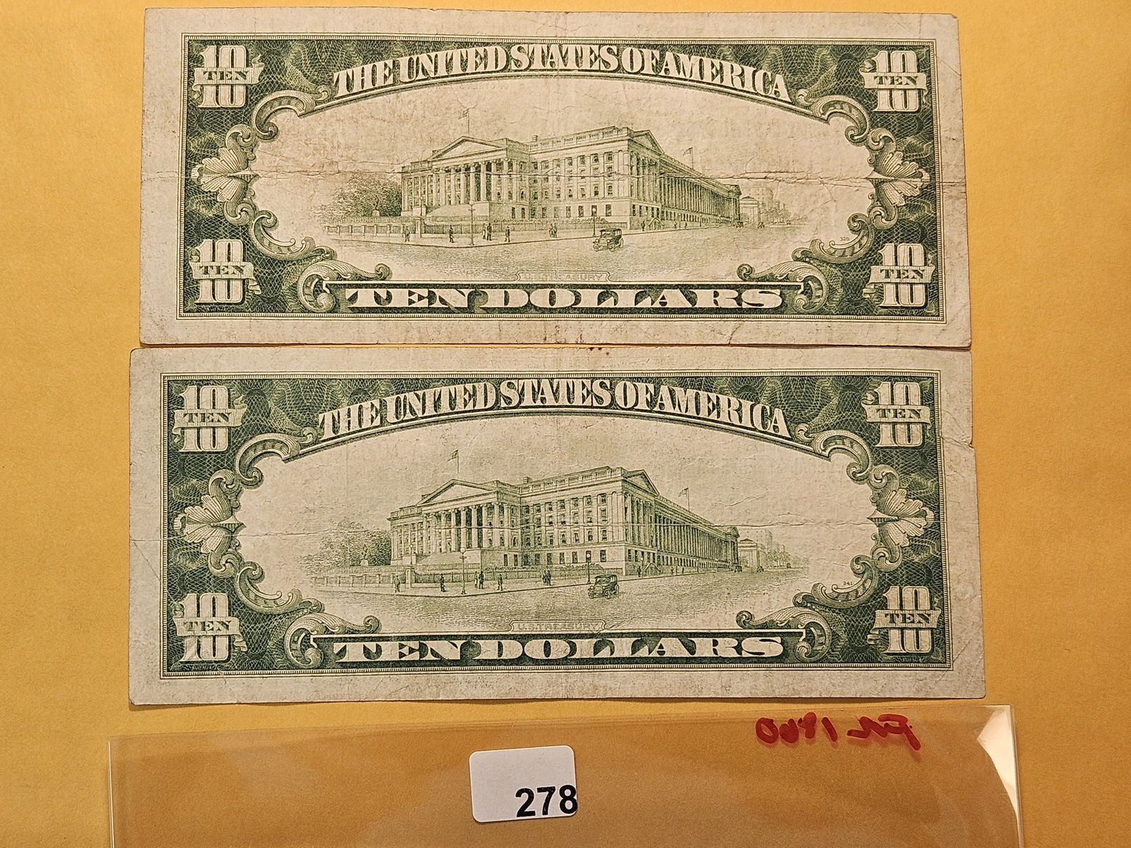 Two Circulated Series 1929 Brown Seal Ten Dollar National Currency Notes - 3