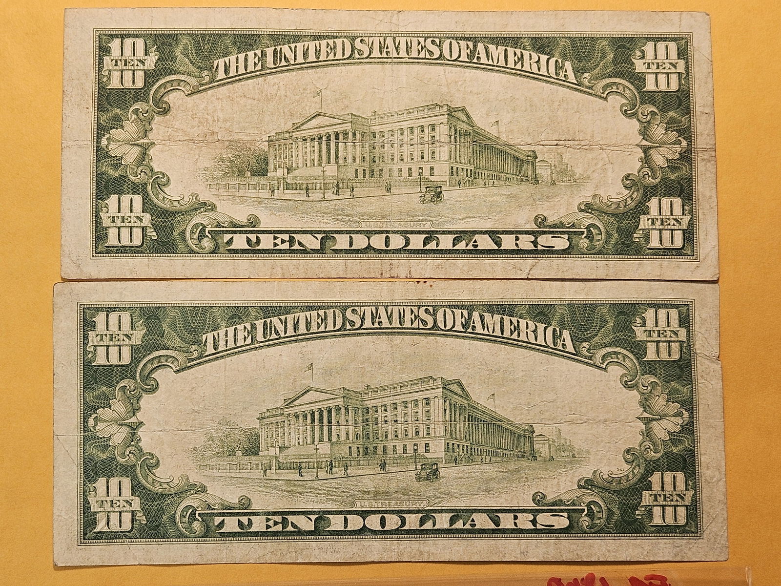 Two Circulated Series 1929 Brown Seal Ten Dollar National Currency Notes - 4