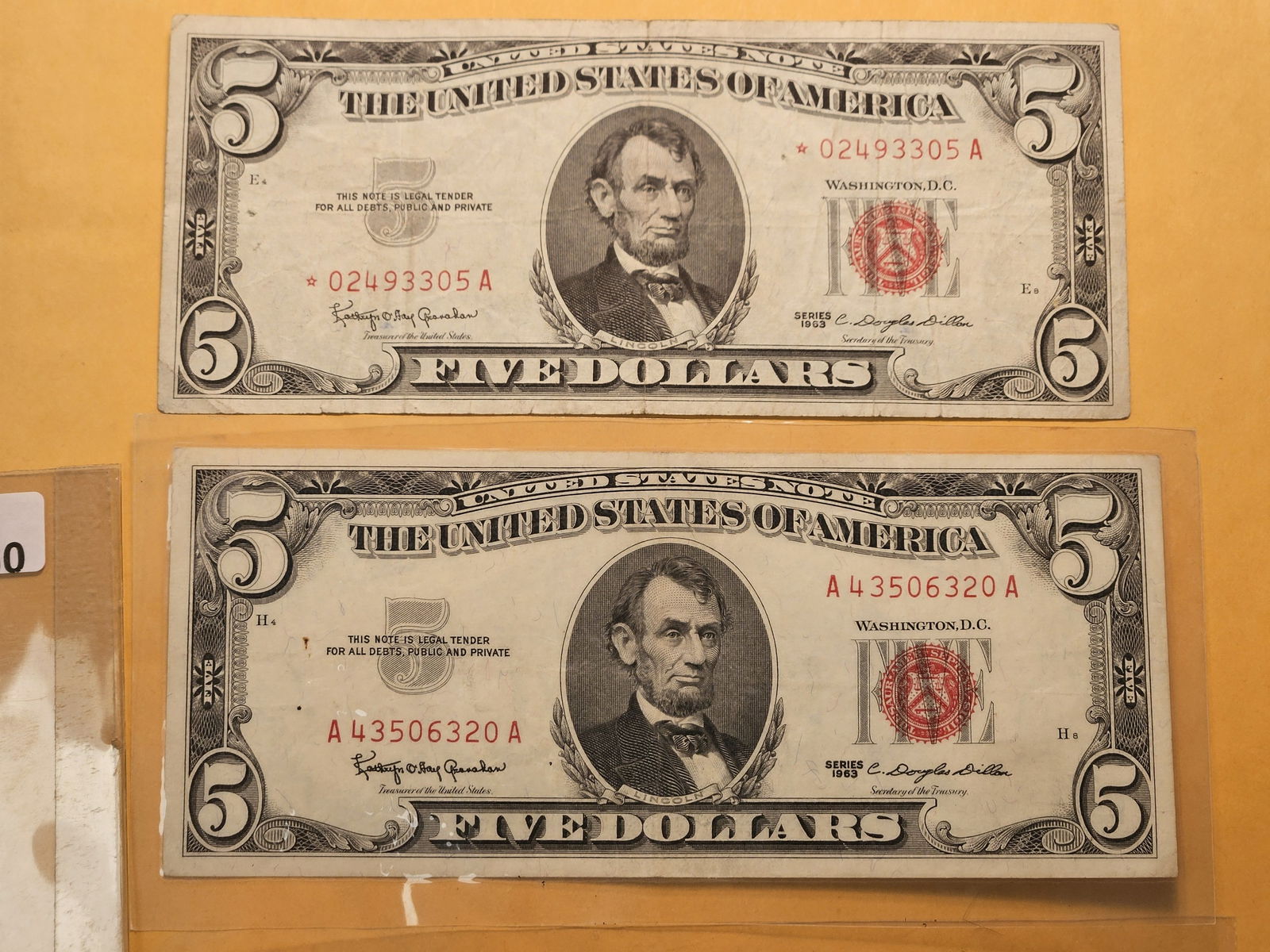 Three Series 1963 Red Seal Five Dollar United States Notes - 2