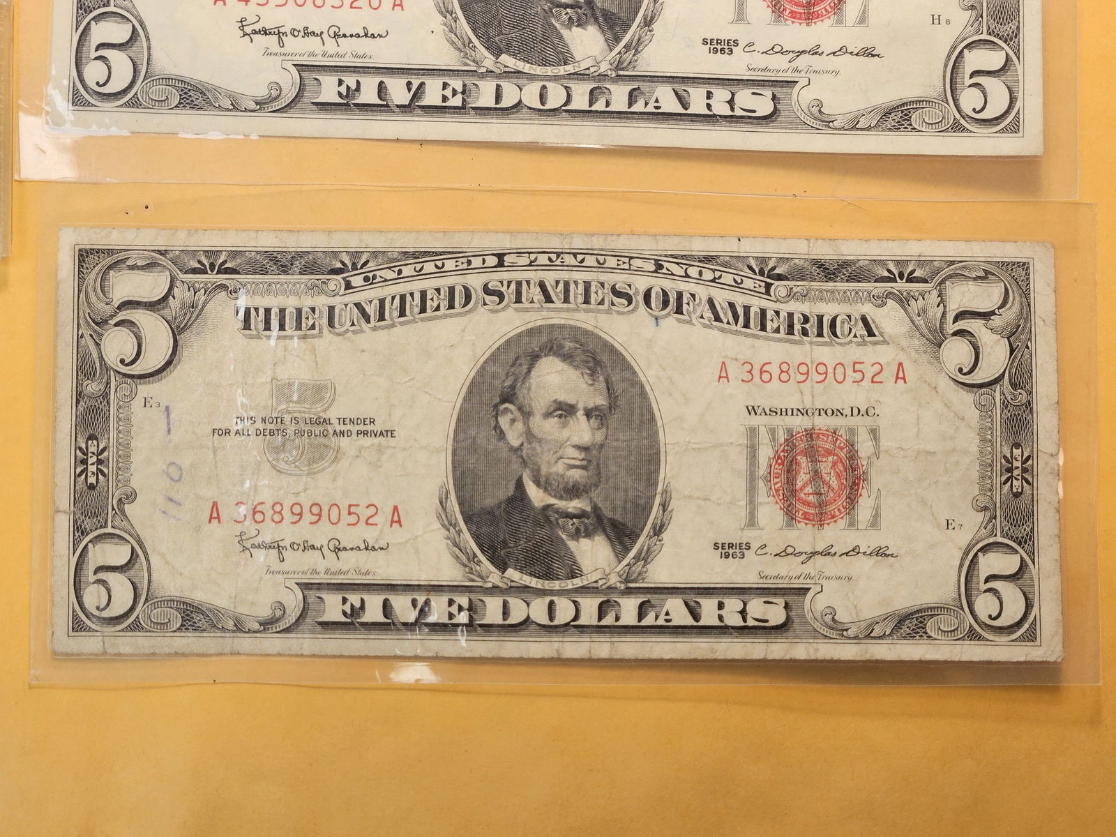 Three Series 1963 Red Seal Five Dollar United States Notes - 3