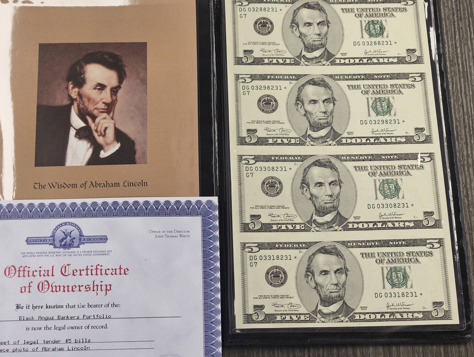 Crisp Uncut Sheet of Series 2003 Five Dollar Federal Reserve STAR Notes - 2