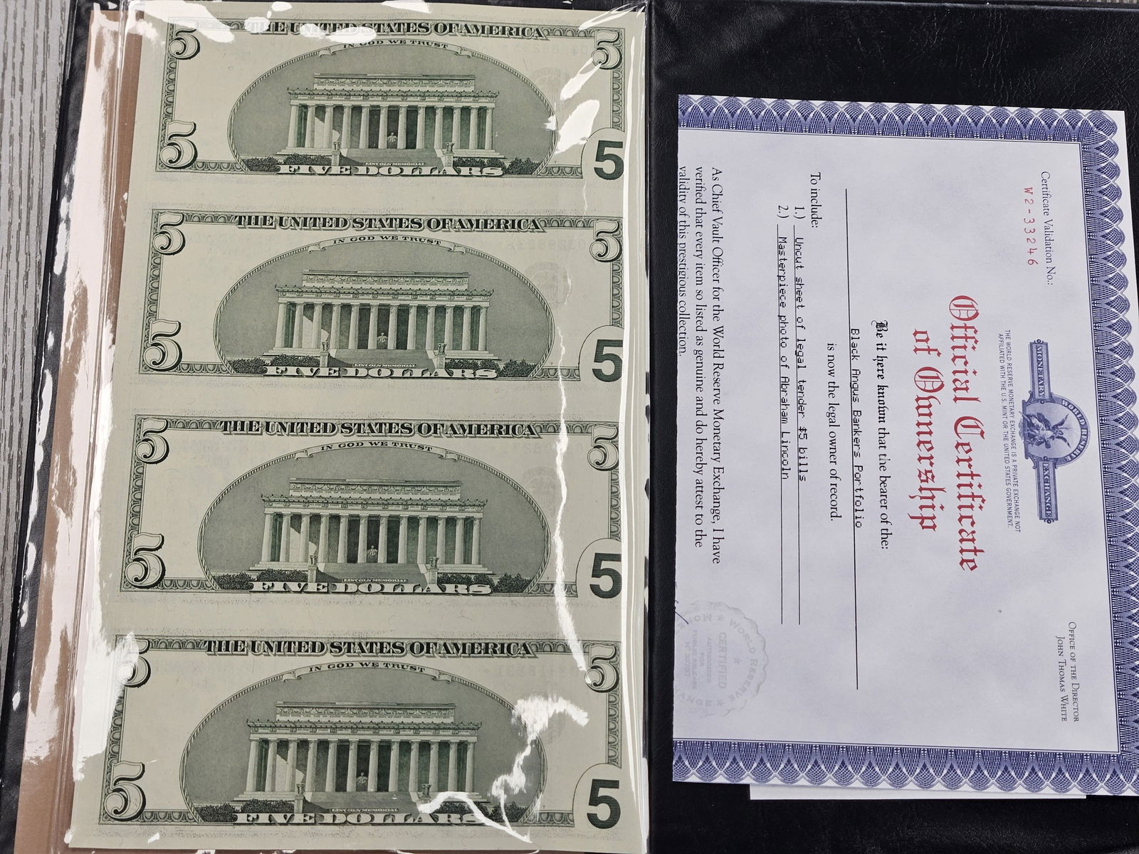 Crisp Uncut Sheet of Series 2003 Five Dollar Federal Reserve STAR Notes - 6