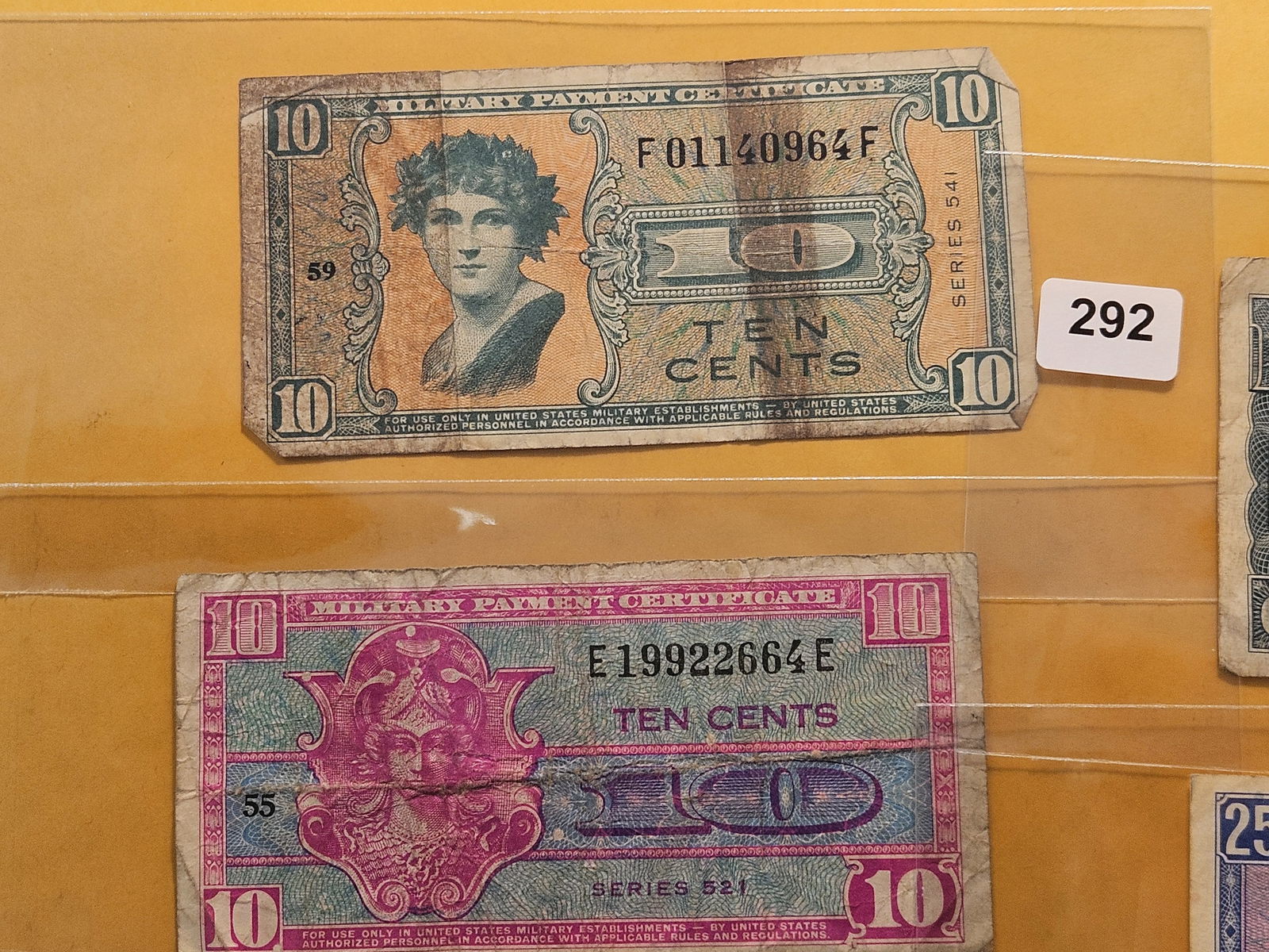 Five Military Payment Certificates - 2