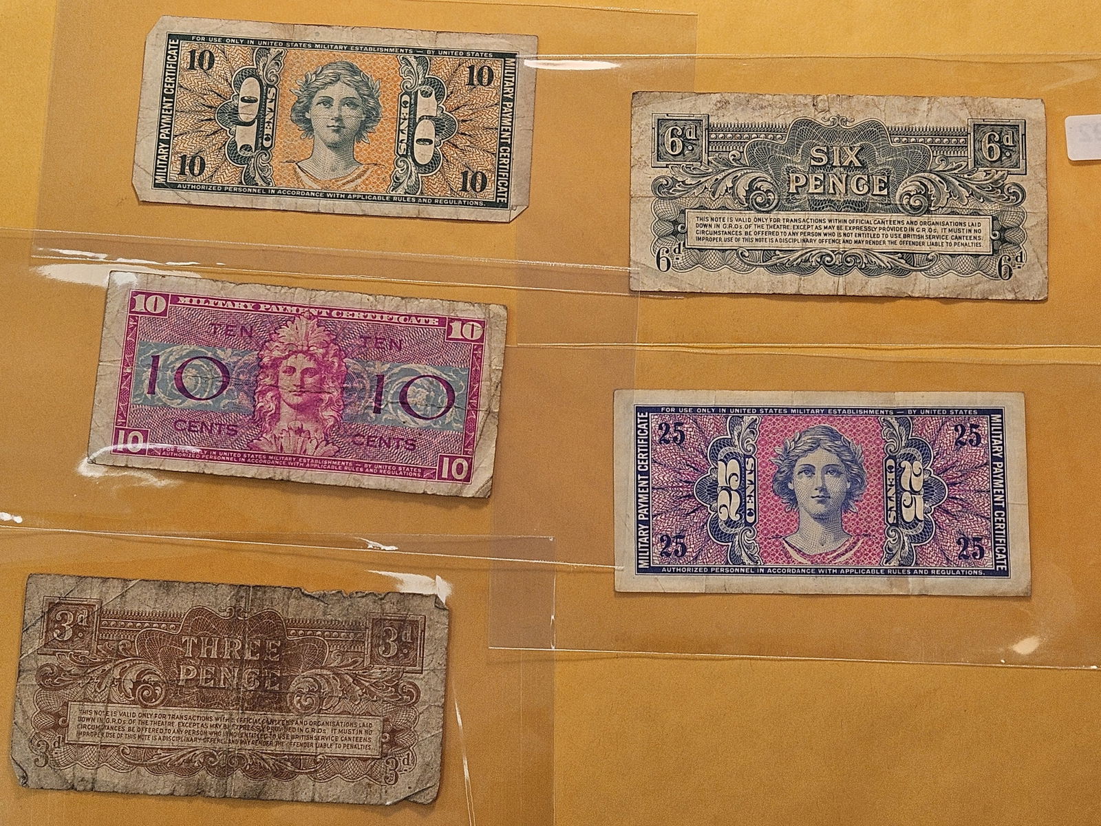 Five Military Payment Certificates - 5