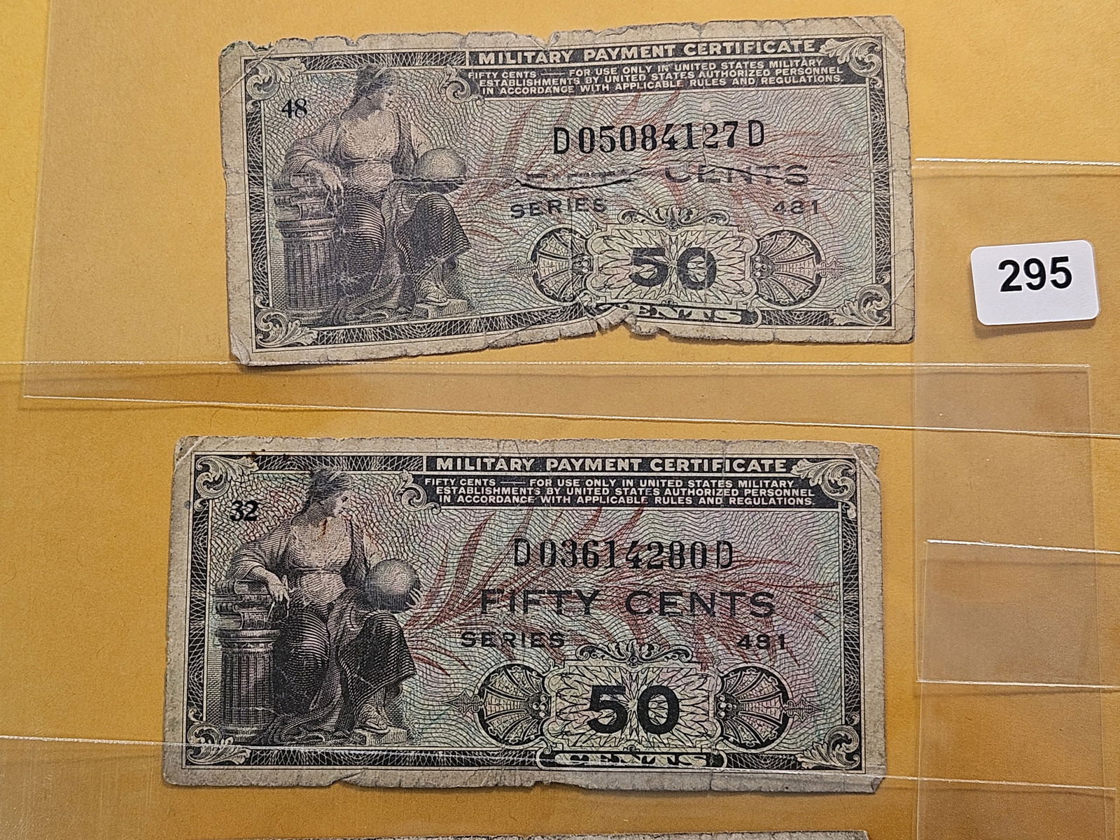 Five Military Payment Certificates - 2