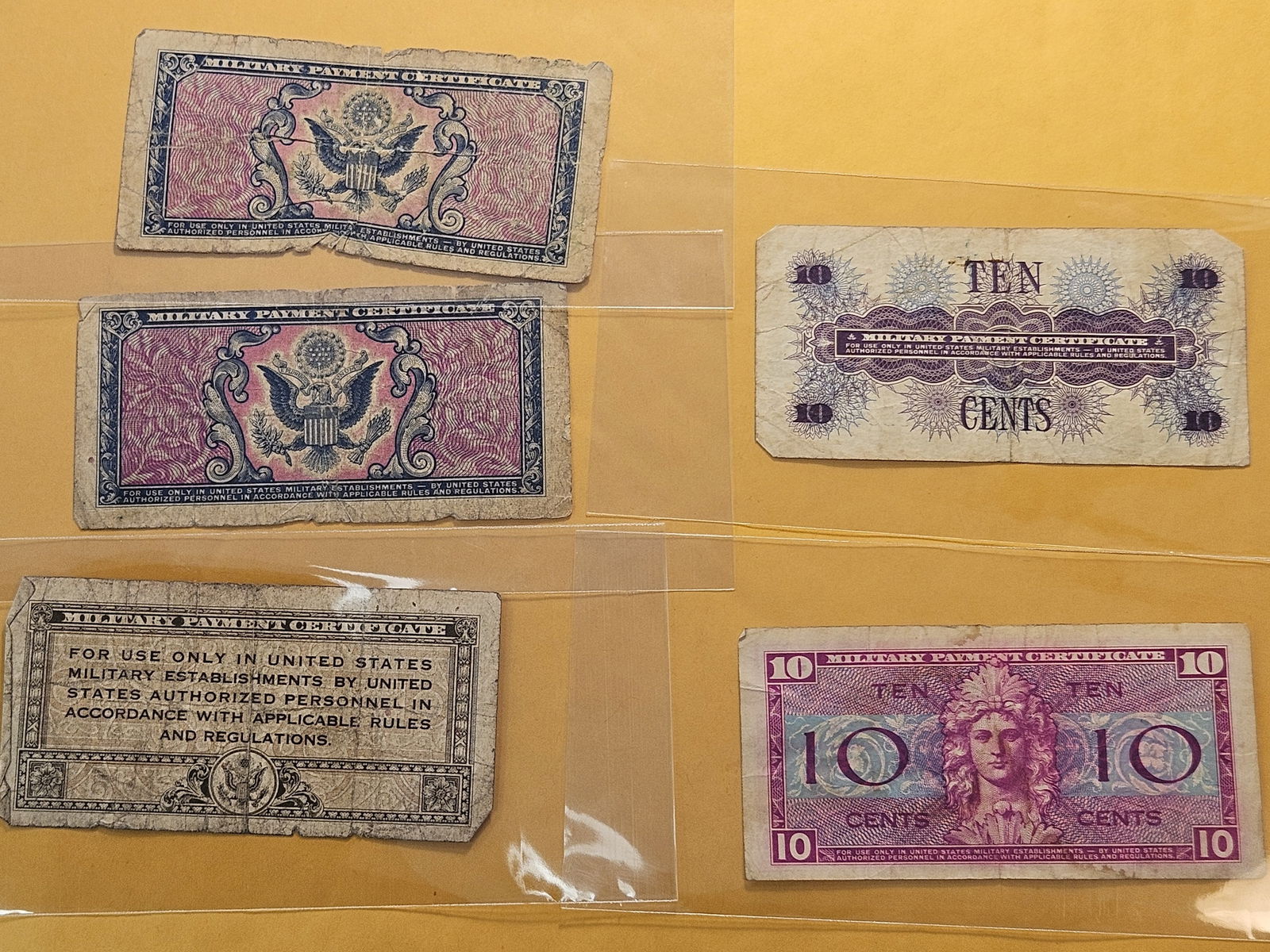 Five Military Payment Certificates - 5