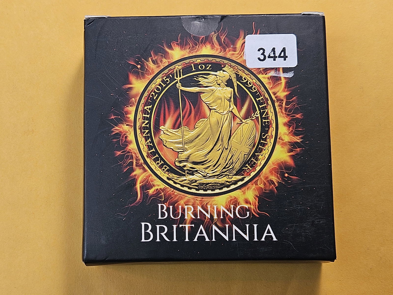 2015 United Kingdom Silver Two Pounds: Burning Britania. Colorized with COA