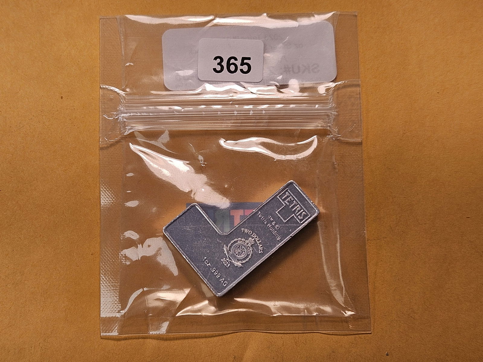 One Troy Ounce .999 Fine Silver Art Bar: Tetris L- Tetrimino Block 