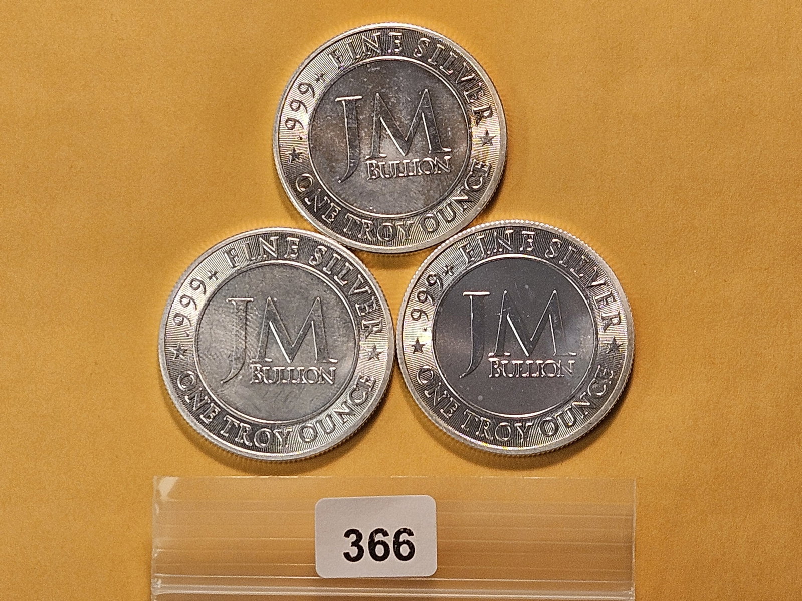 Three One Troy Ounce .999 Fine Silver Rounds: JM Bullion 
