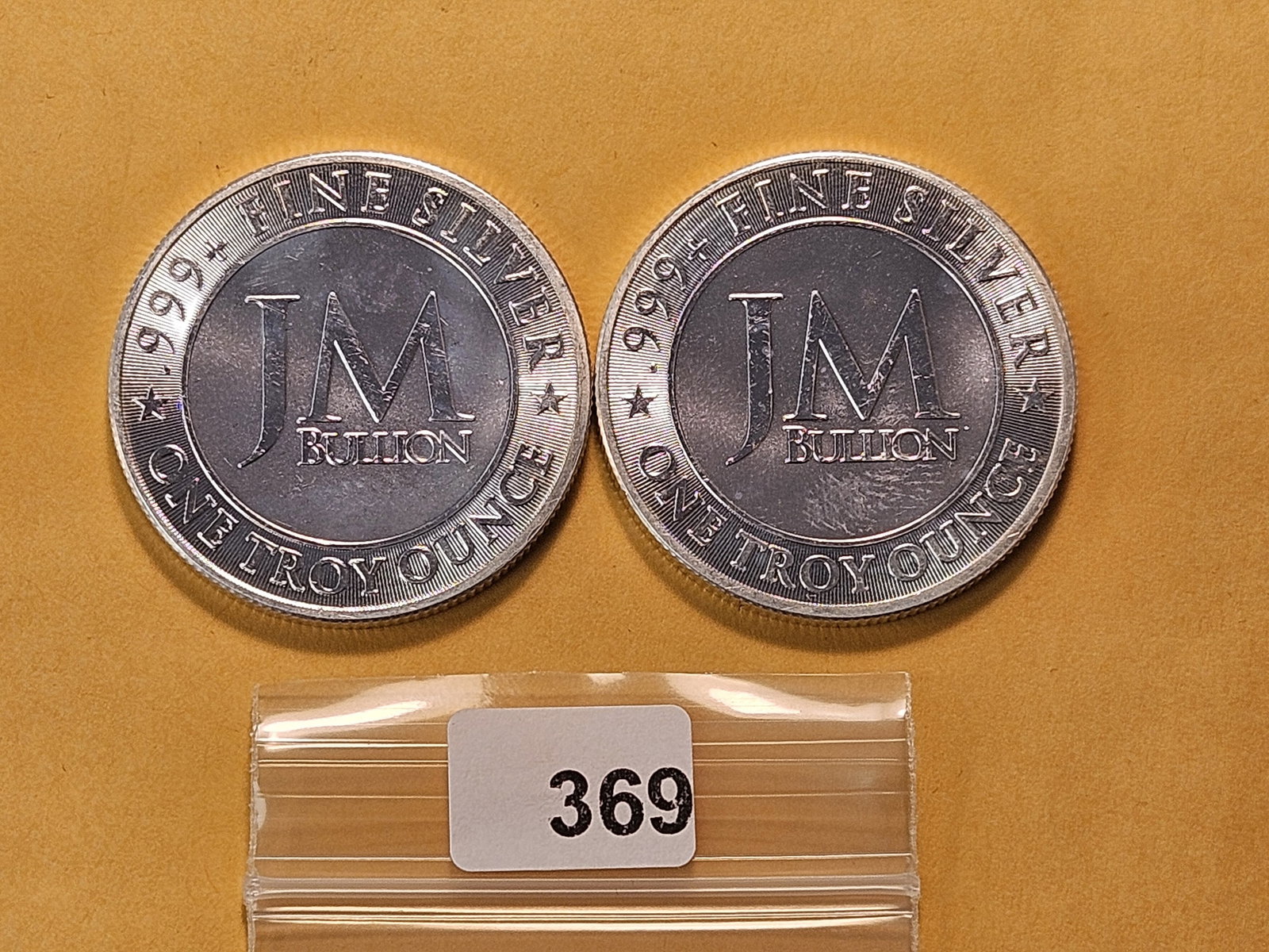 Two One Troy Ounce .999 Fine Silver Rounds: JM Bullion 