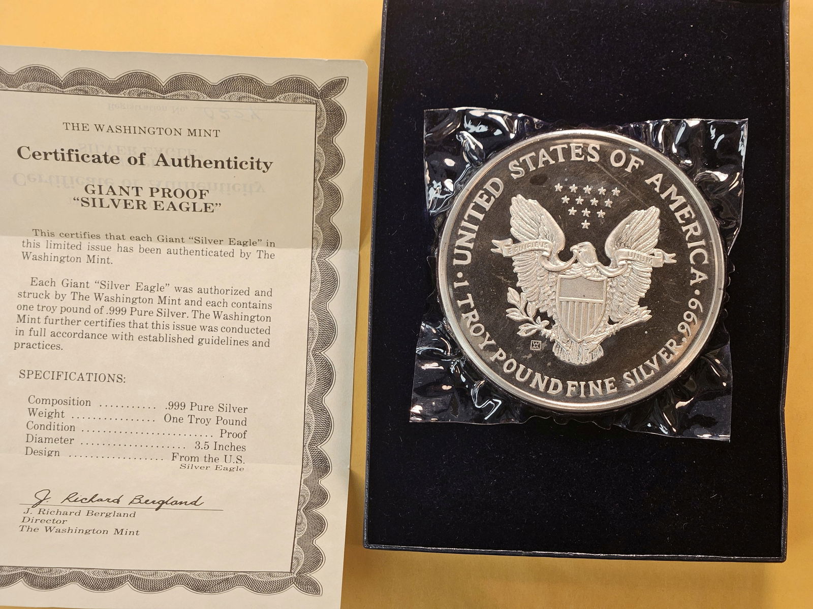 GIANT! One Troy Pound .999 Fine Silver Proof Art Round - 5