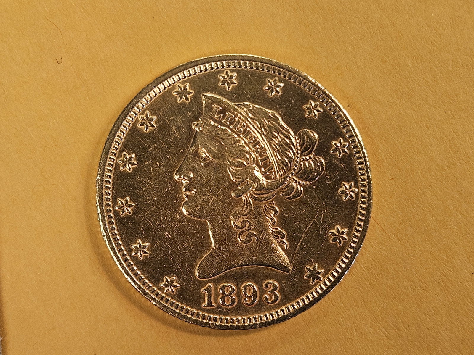 GOLD! 1893 Liberty Head Gold Ten Dollars in Brilliant Uncirculated - details - 3