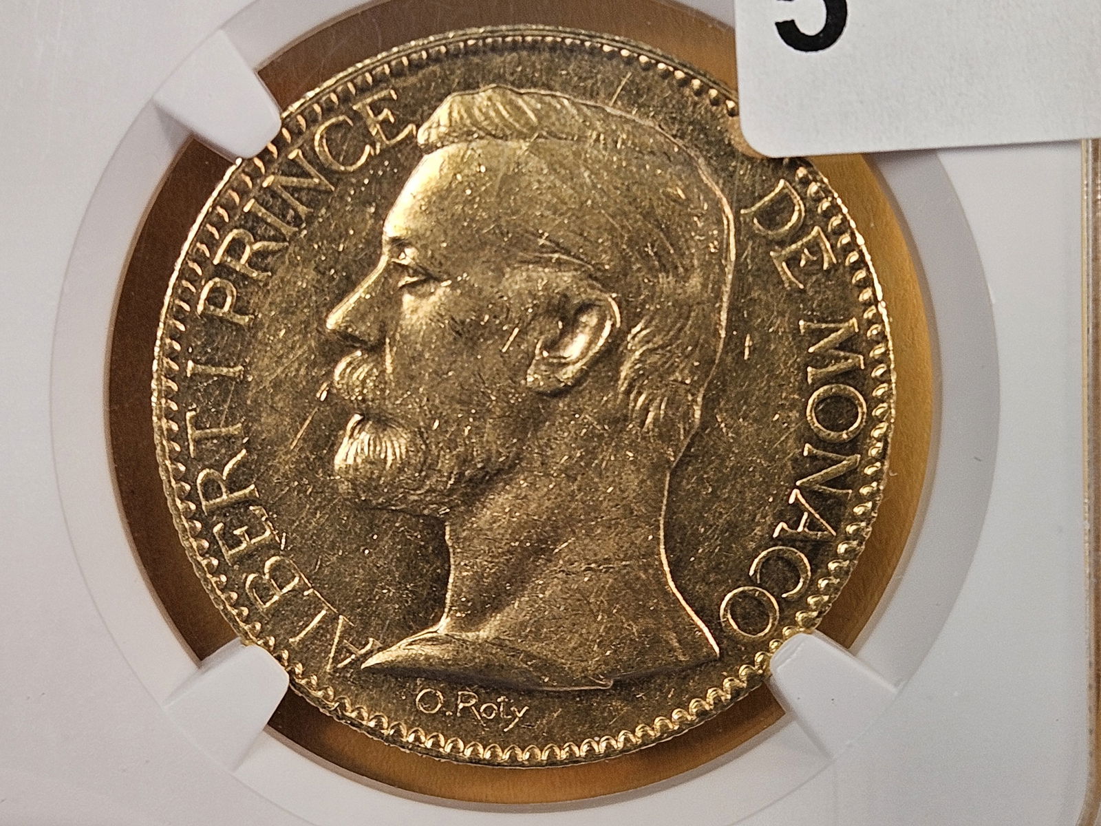GOLD! NGC 1904-A Monaco GOLD 100 Francs in About Uncirculated - 58 - 4