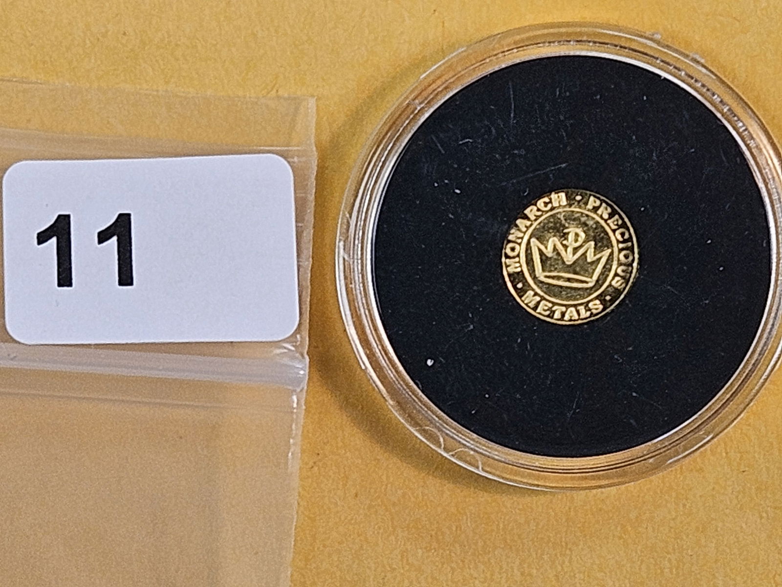 GOLD! Gem Proof Monarch Metals .9999 fine gold round: One-Half gram 