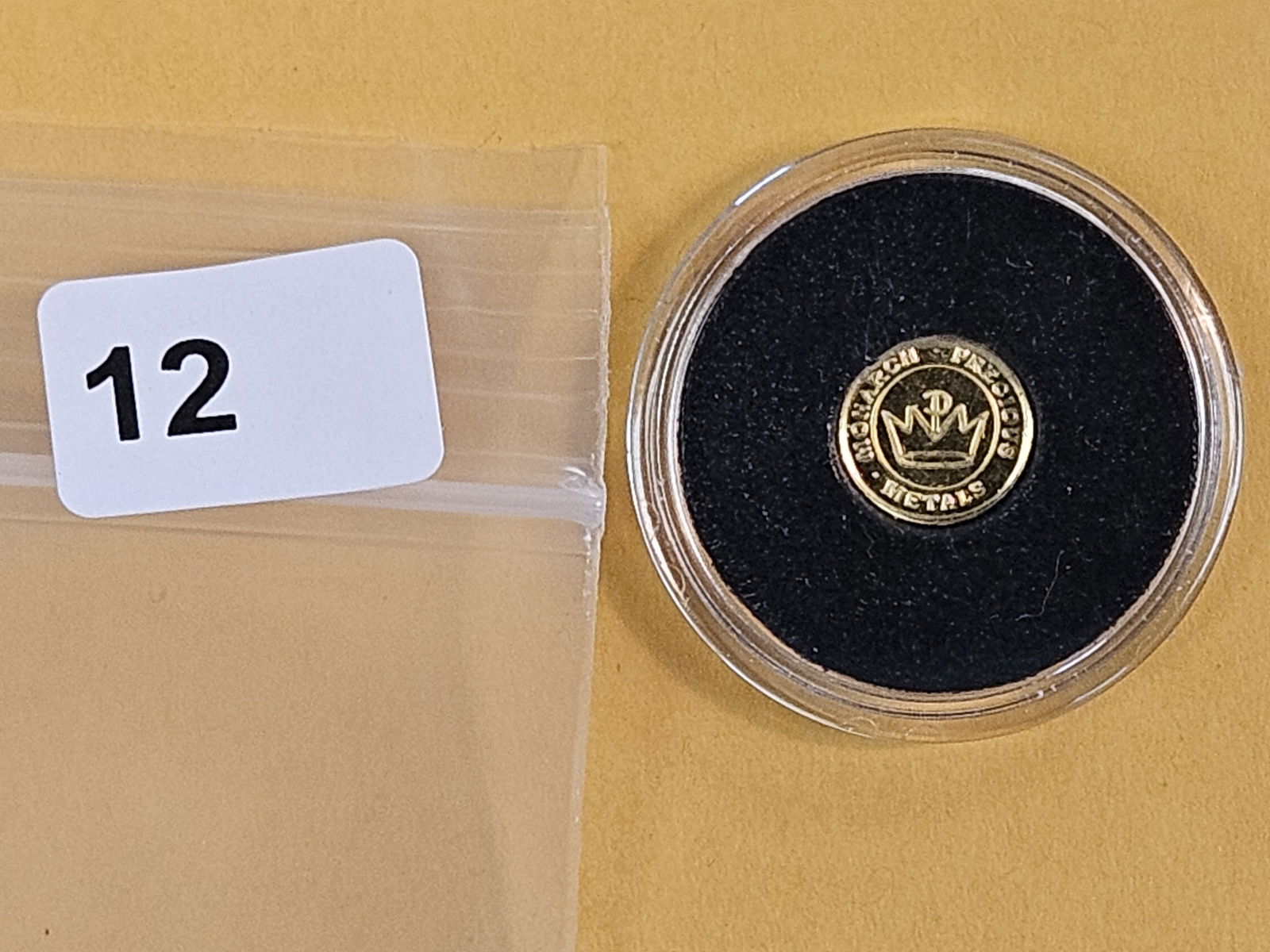 GOLD! Gem Proof Monarch Metals .9999 fine gold round: One-Half gram 