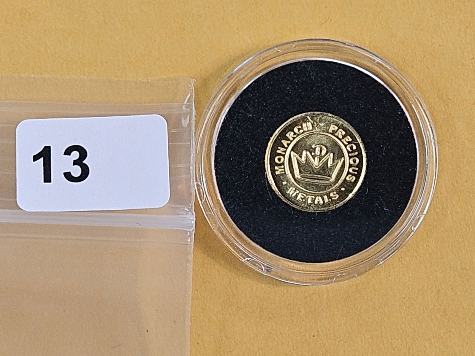 GOLD! Gem Proof Monarch Metals .9999 fine gold round: ONE GRAM 