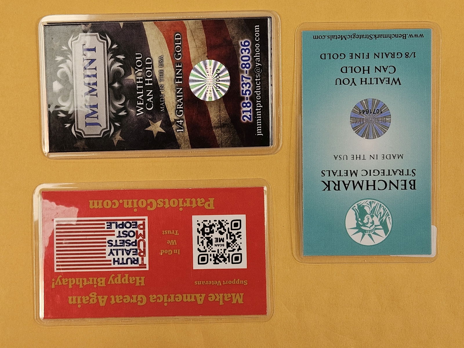 GOLD! Three pieces of Fractional .9999 fine gold - 2