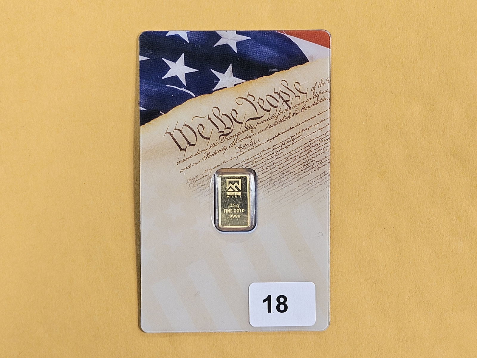 GOLD! Frontier Mint One-half Gram .9999 fine gold bar - 2