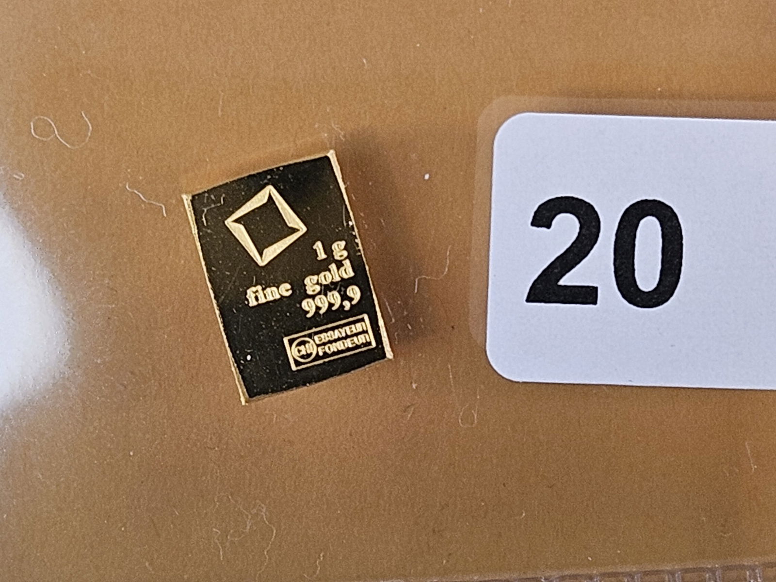 GOLD! Valcambi Fractional One Gram .9999 fine gold bar: From an original combi-bar 