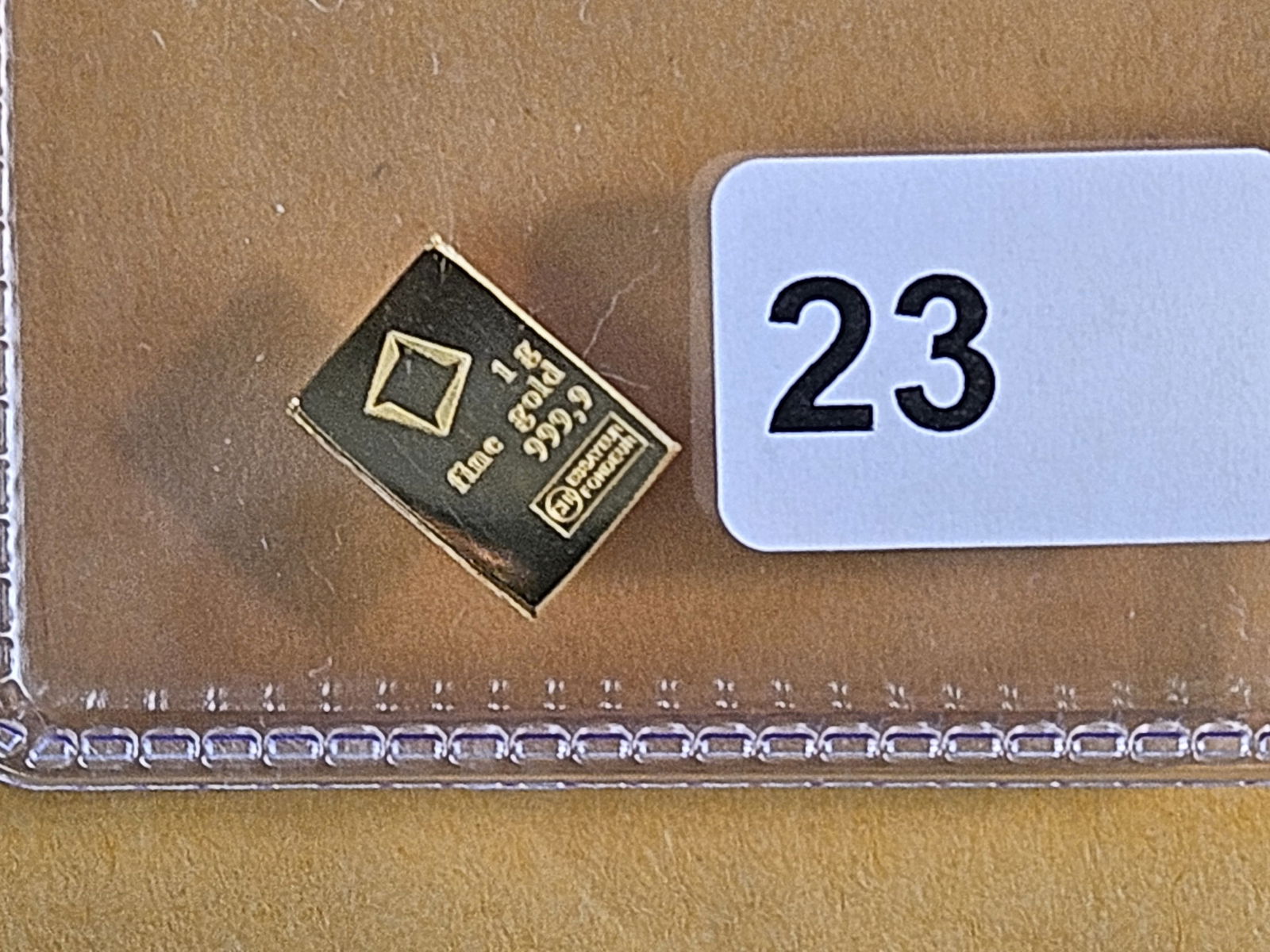 GOLD! Valcambi Fractional One Gram .9999 fine gold bar: From an original combi-bar 