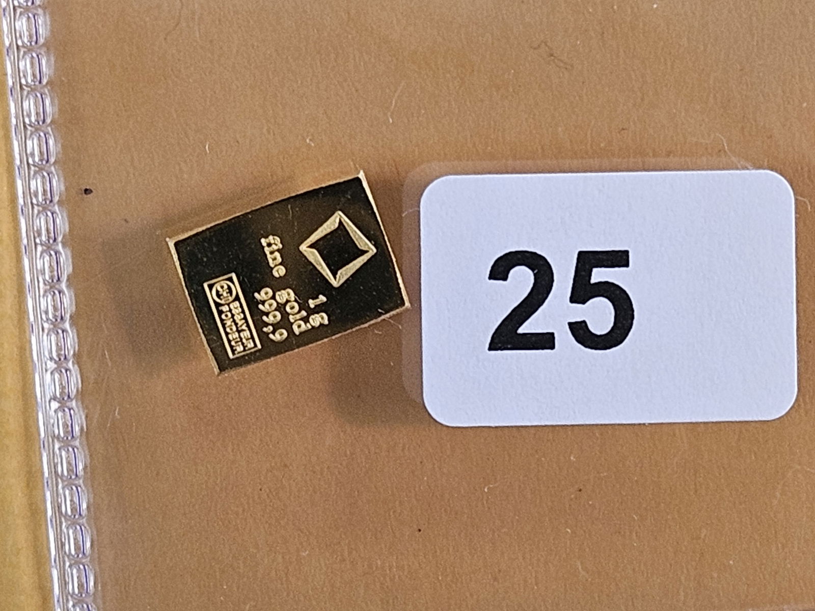 GOLD! Valcambi Fractional One Gram .9999 fine gold bar: From an original combi-bar 