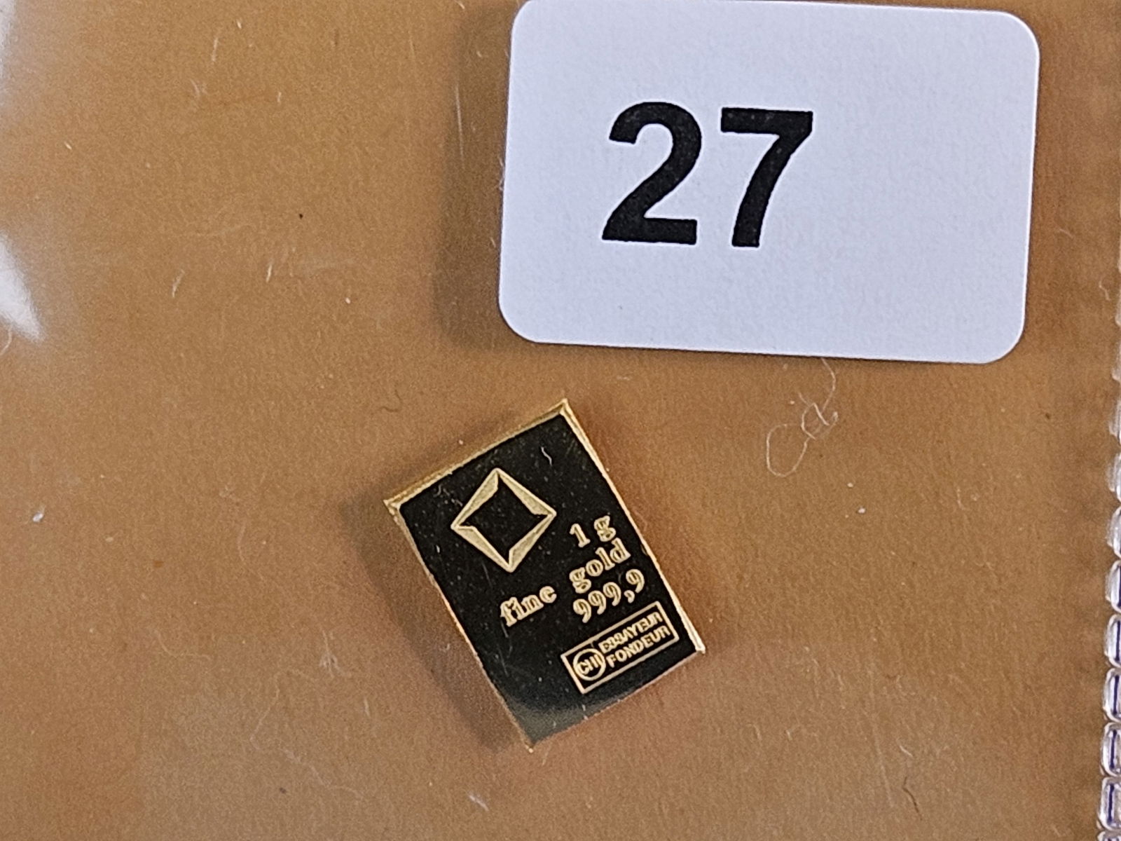 GOLD! Valcambi Fractional One Gram .9999 fine gold bar: From an original combi-bar