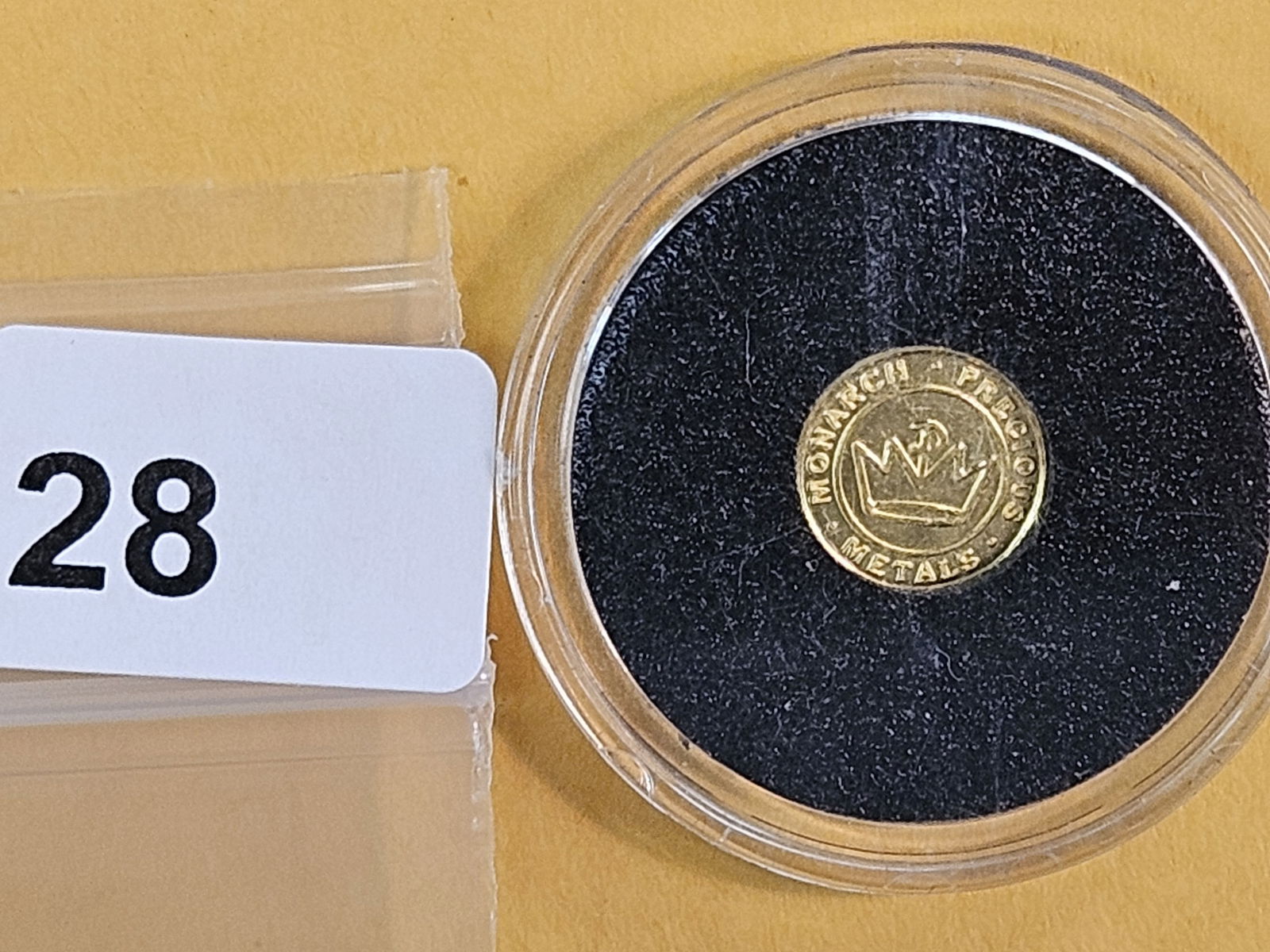 GOLD! Gem Proof Monarch Metals .9999 fine gold round: one-quarter gram 