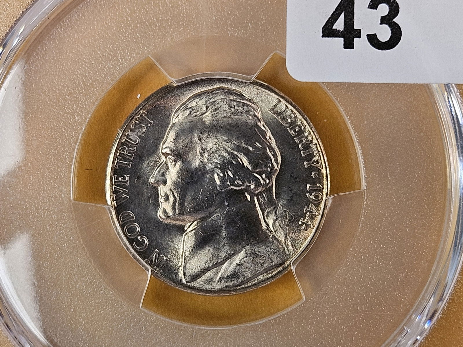 GEM! PCGS 1944-S Silver Wartime Jefferson Nickel in Mint State 65: Gorgeous luster! 