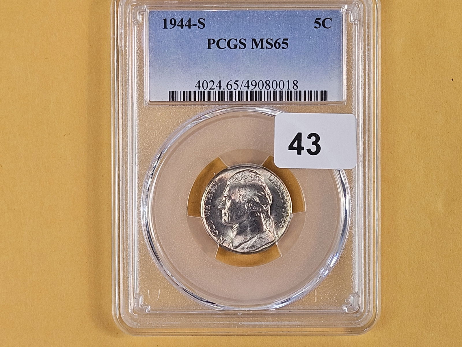 GEM! PCGS 1944-S Silver Wartime Jefferson Nickel in Mint State 65 - 2