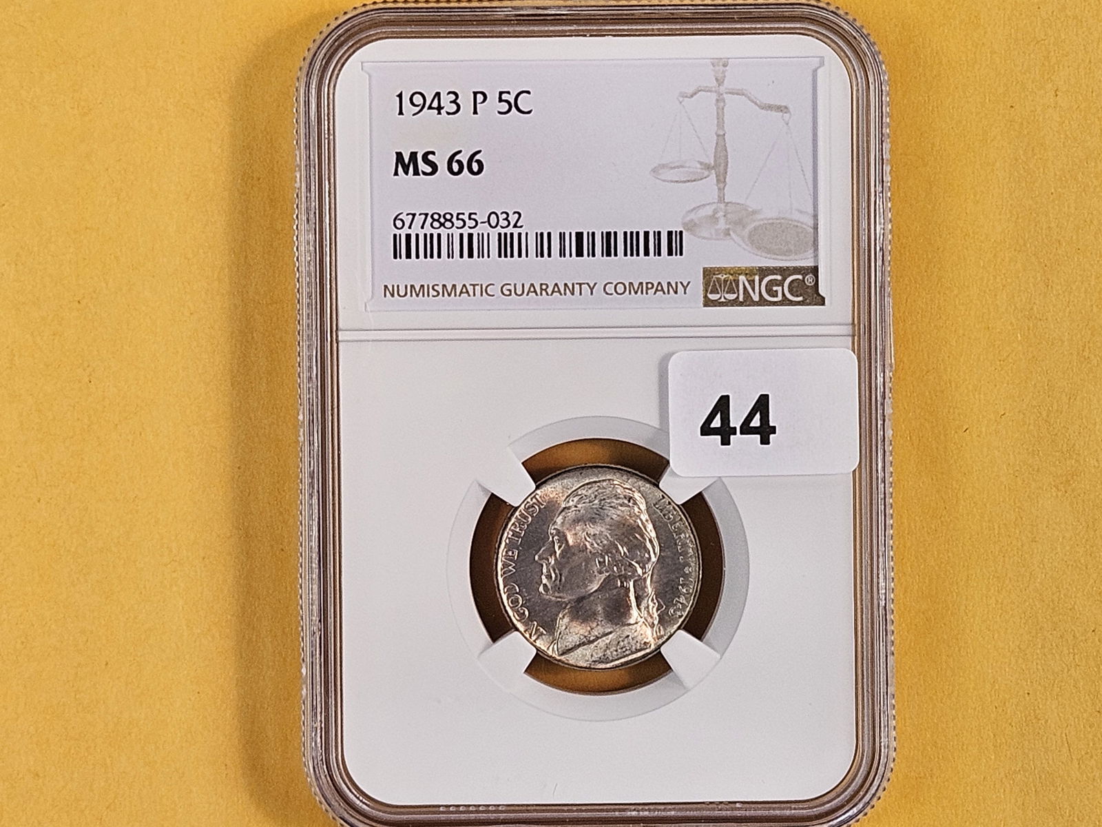 GEM! NGC 1943 Silver Wartime Jefferson Nickel in Mint State 66 - 2