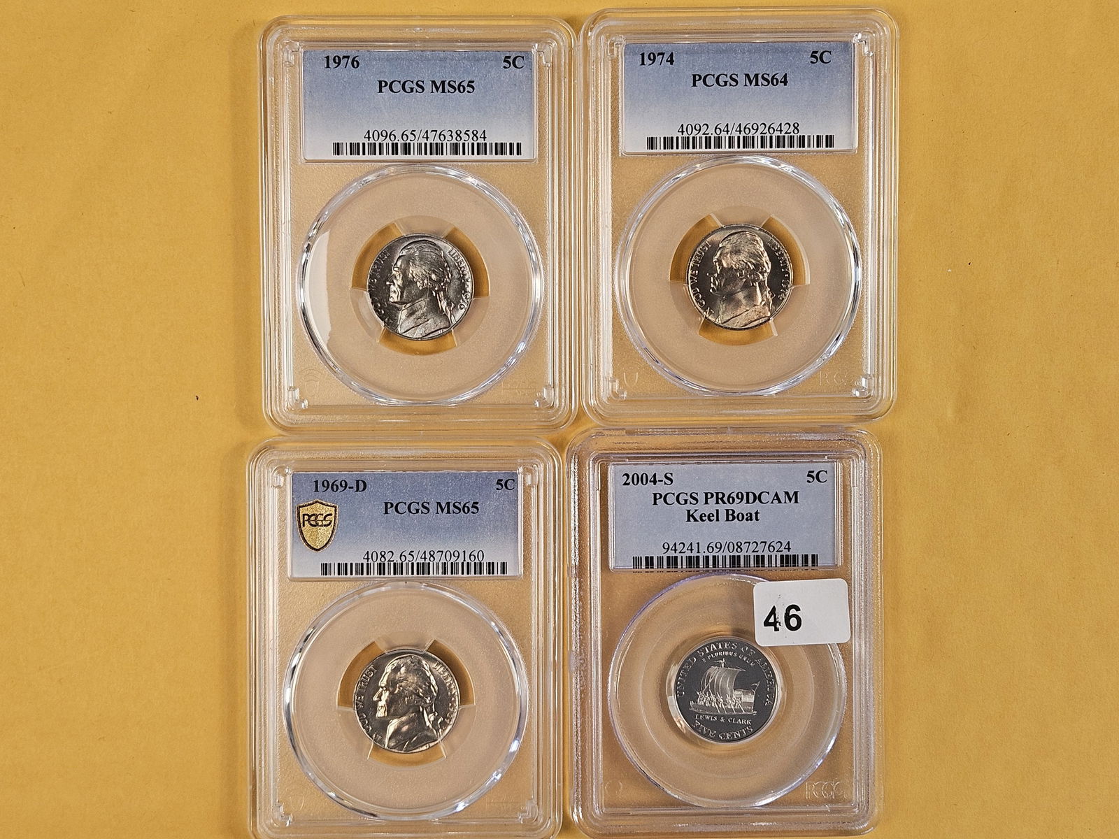 Four PCGS-graded Jefferson Nickels: Grades from MS-64 to PR 69 DCAM 