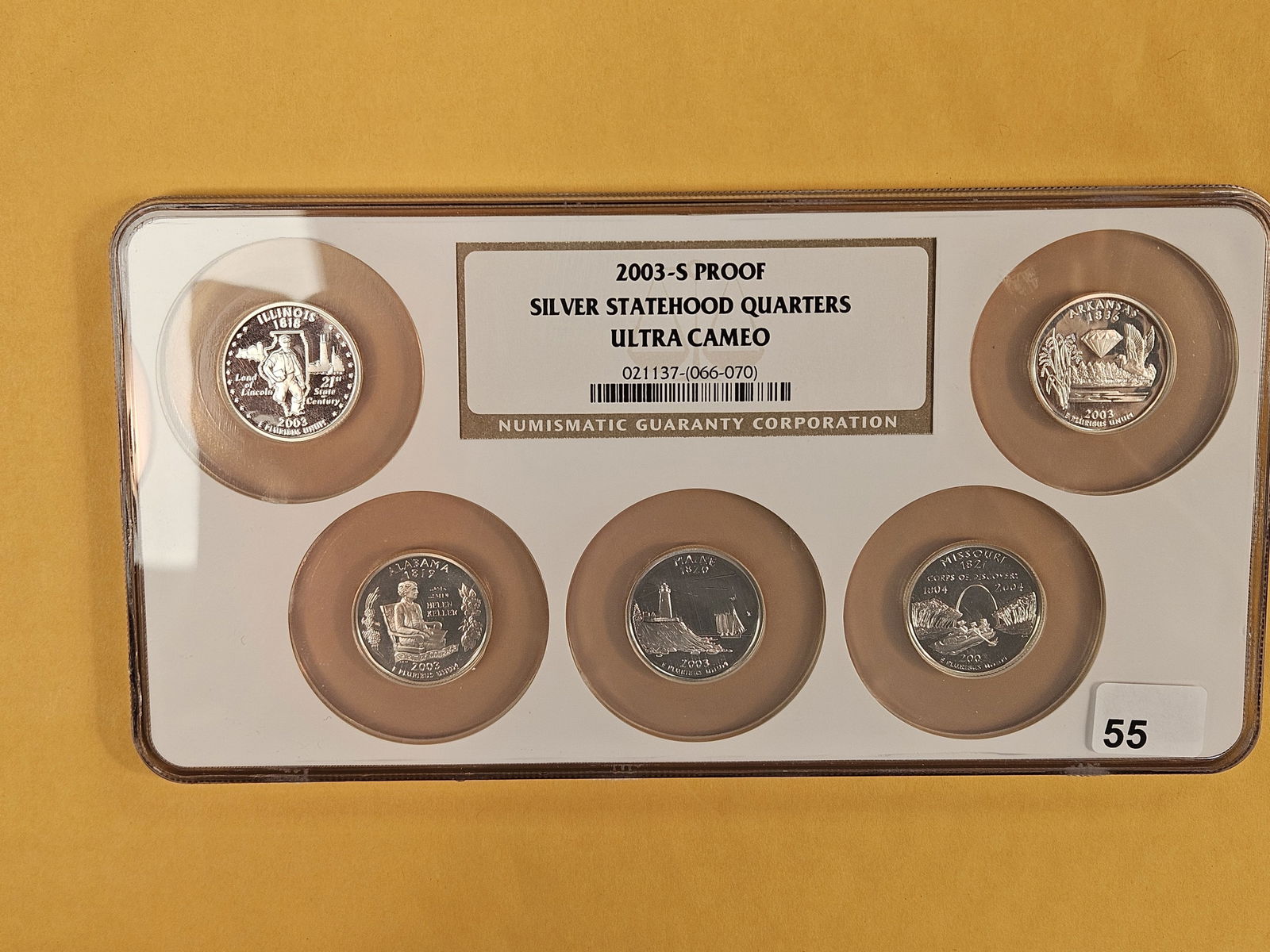 NGC-graded set of 2003-S SILVER Proof Washington Quarters (1 of 5)