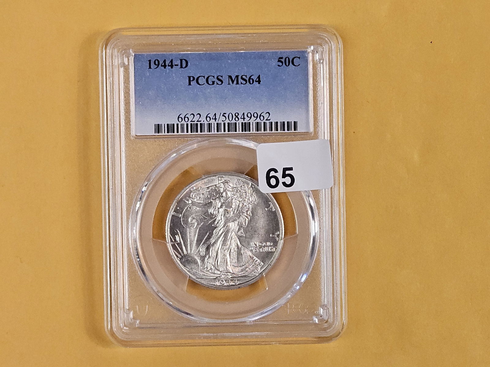 PCGS 1944-D Walking Liberty silver Half Dollar in Mint State 64 - 2