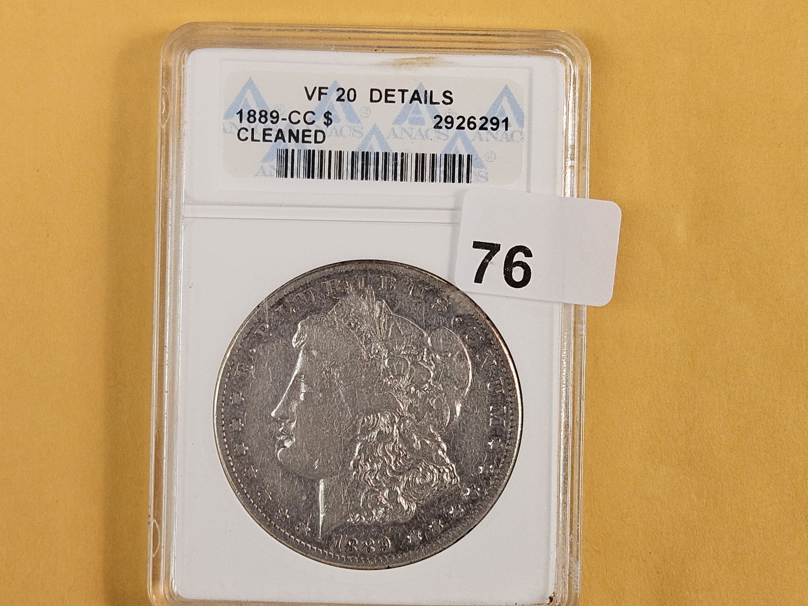 *** KEY DATE *** ANACS 1889-CC Morgan Dollar in Very Fine - 20 - details - 2