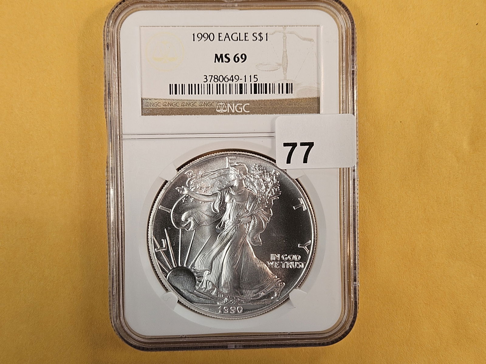 NGC 1990 American Silver Eagle in Mint State 69 (1 of 2)