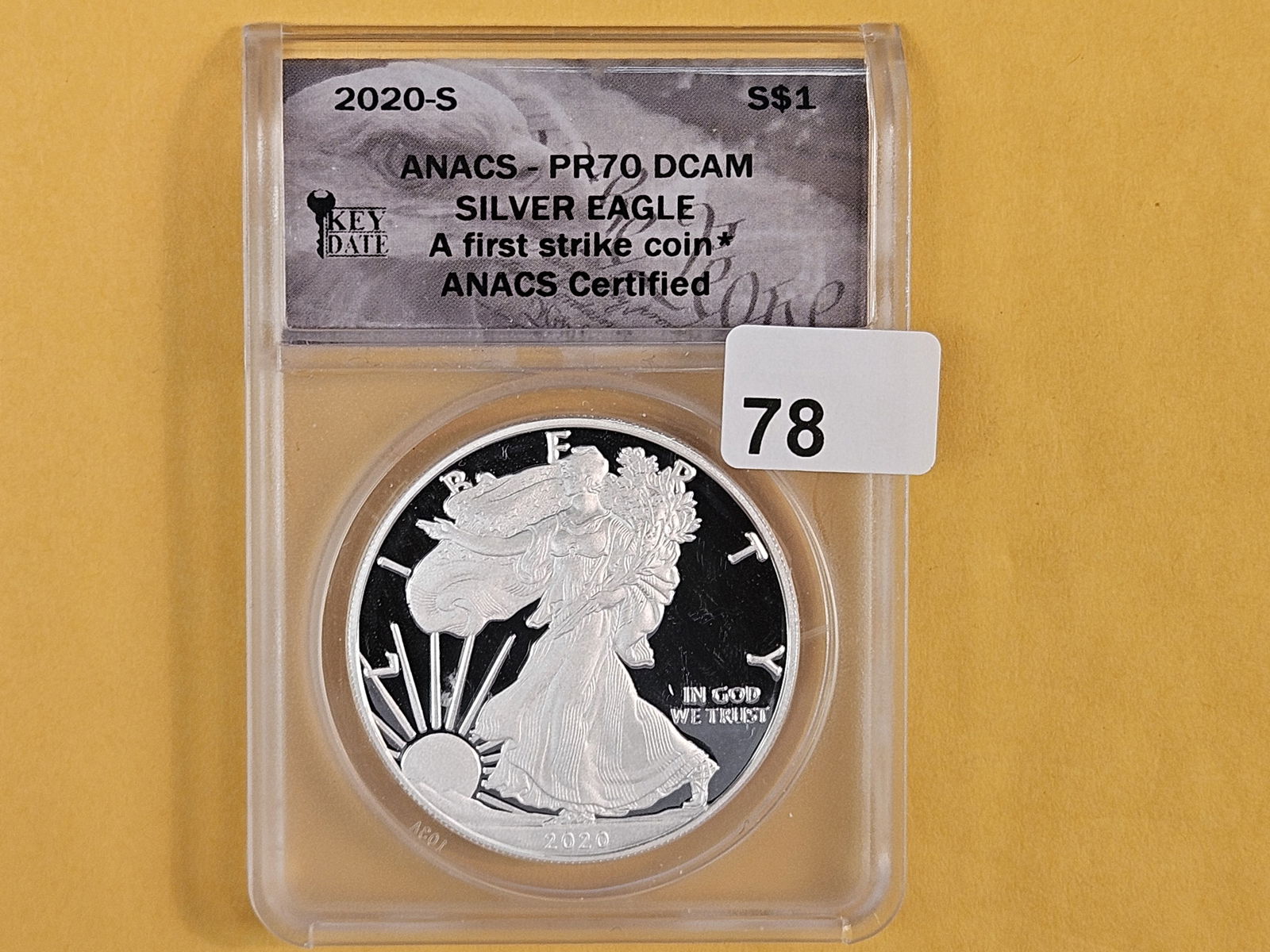PERFECT! ANACS 2020-S American Silver Eagle in Proof 70 Deep Cameo - 2