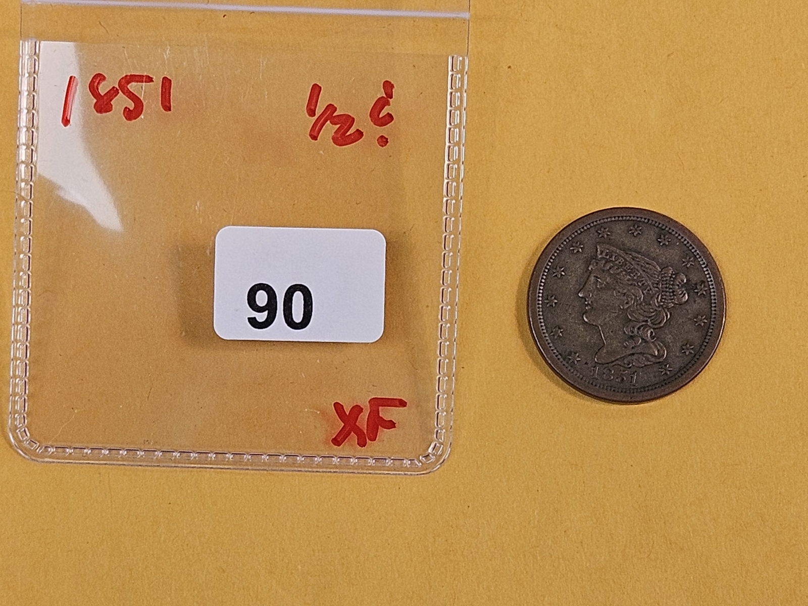 1851 Braided Hair Half Cent in Extra Fine - 2