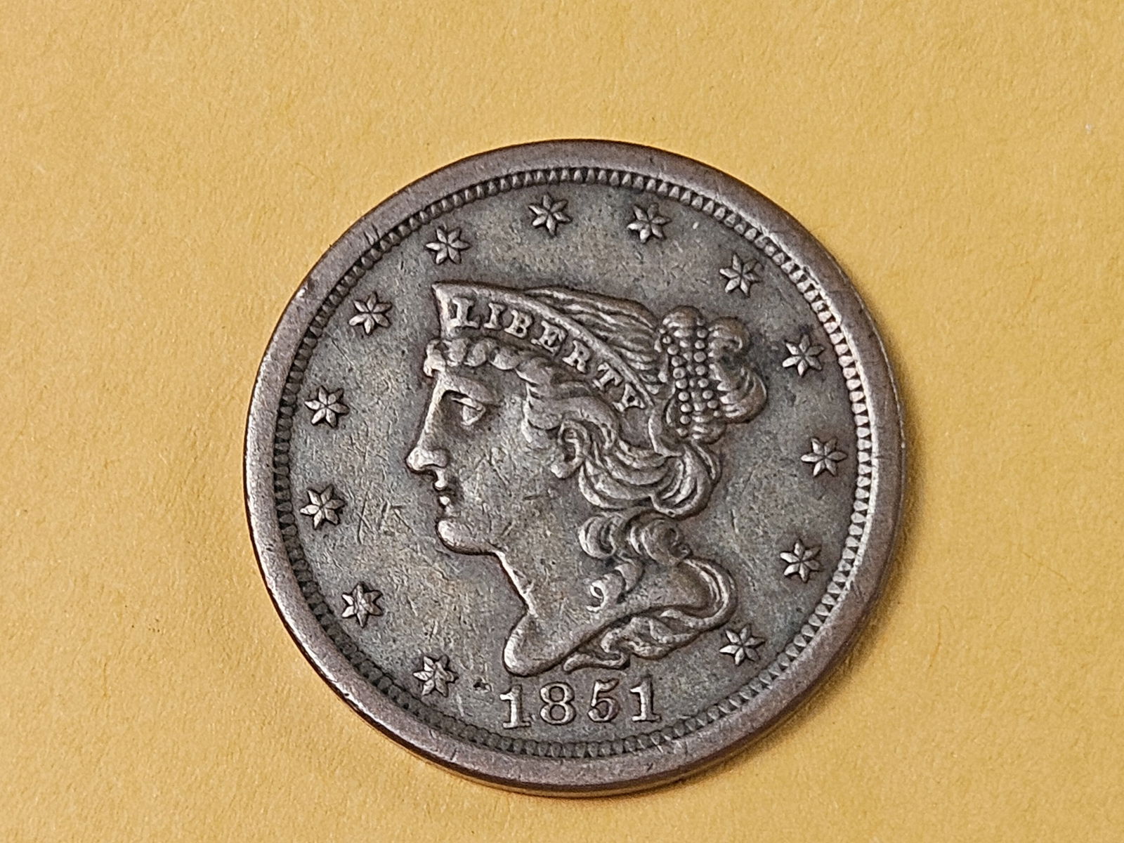 1851 Braided Hair Half Cent in Extra Fine - 5