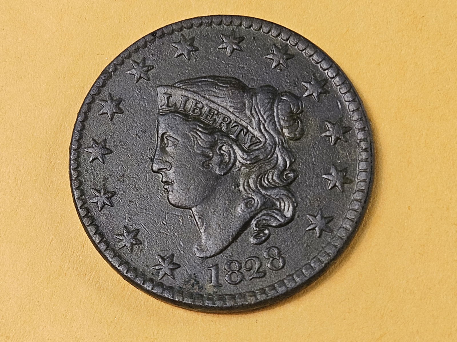 Lovely 1828 Coronet Head large cent in Extra Fine plus - details: N-6 version. Very nice eye appeal. Just slight surface issues 