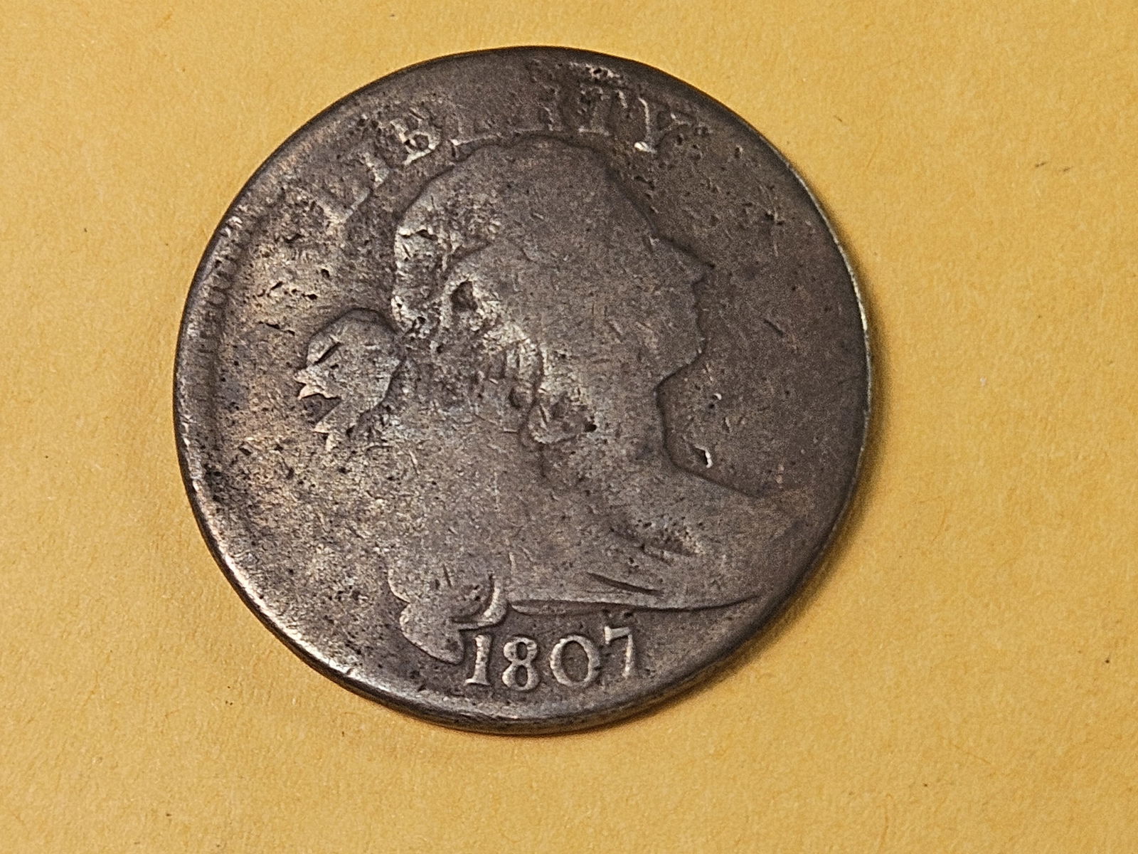 1807 Draped Bust Large Cent in Very Good - details - 3