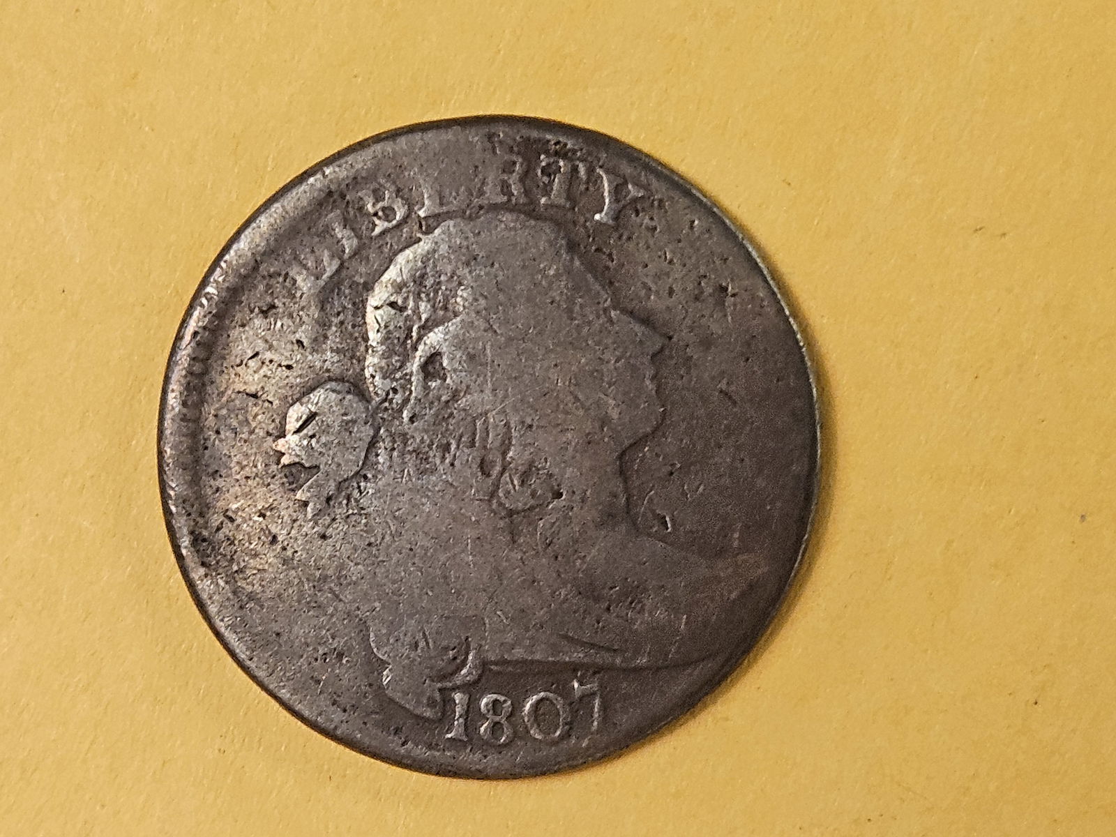 1807 Draped Bust Large Cent in Very Good - details - 4