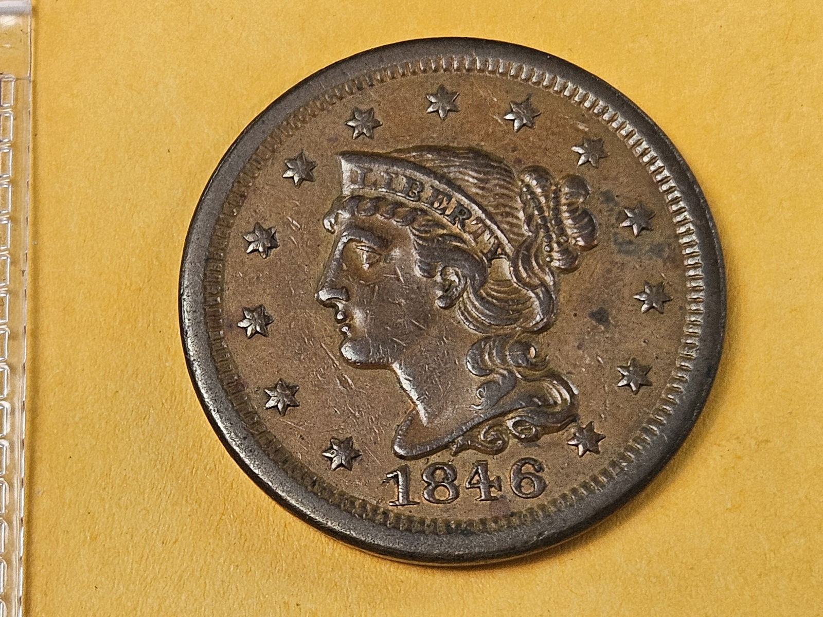 Very nice 1846 Braided hair Large Cent in About Uncirculated - 3