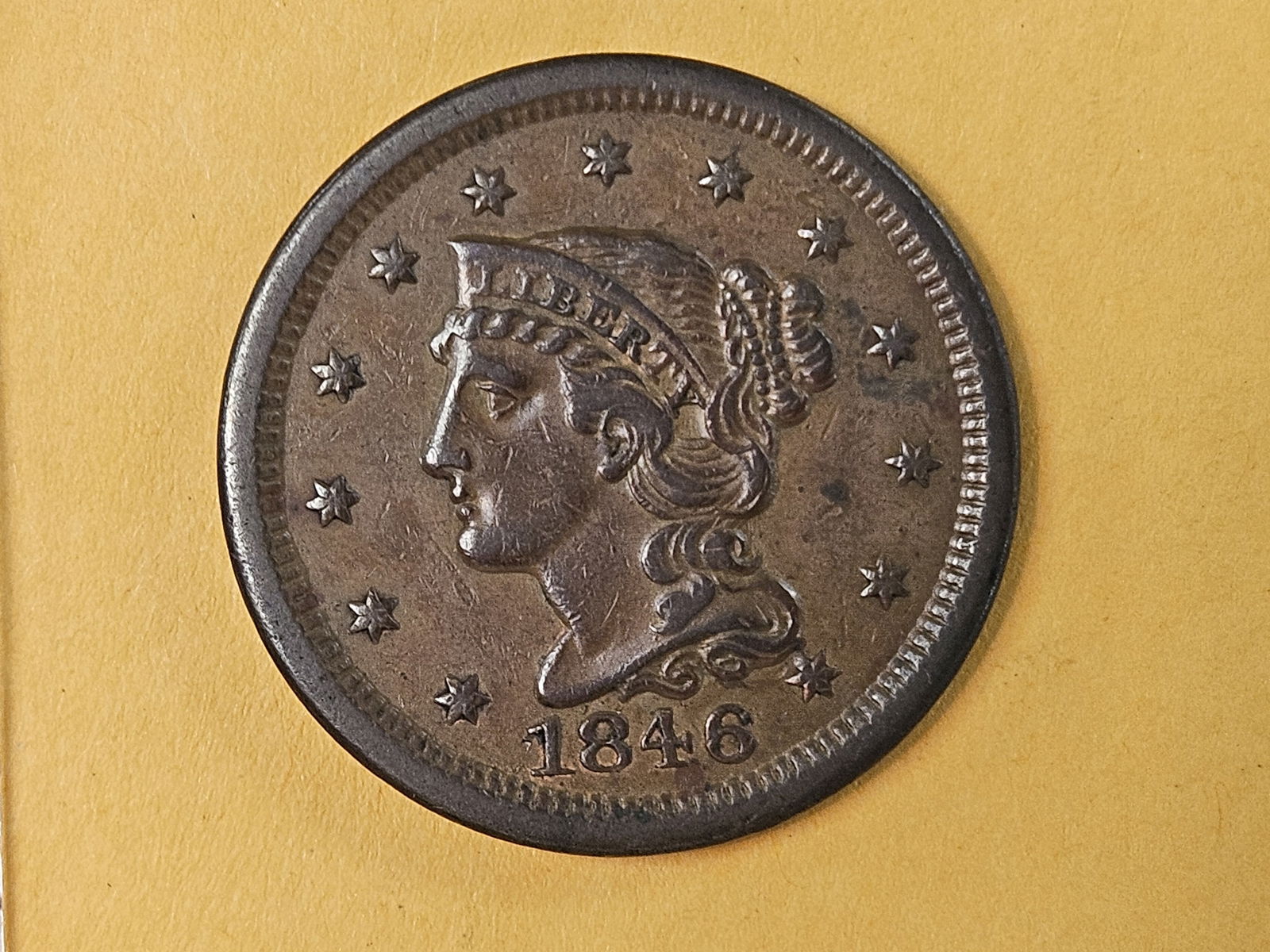 Very nice 1846 Braided hair Large Cent in About Uncirculated - 4