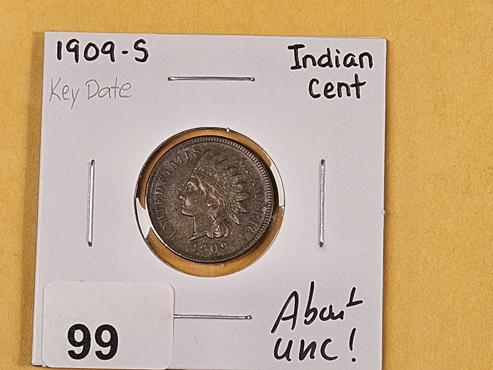 ** SEMI-KEY 1909-S Indian Cent in About Uncirculated! - 2