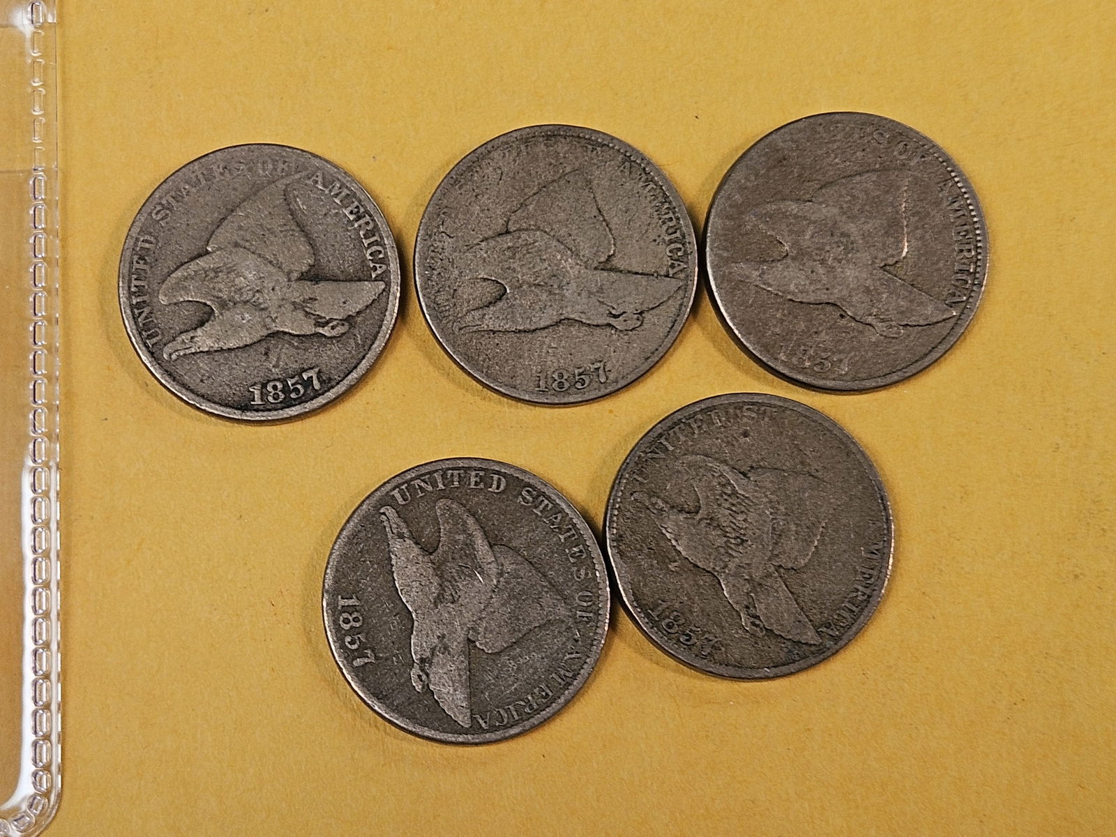 Five 1857 Flying Eagle Cents (1 of 3)