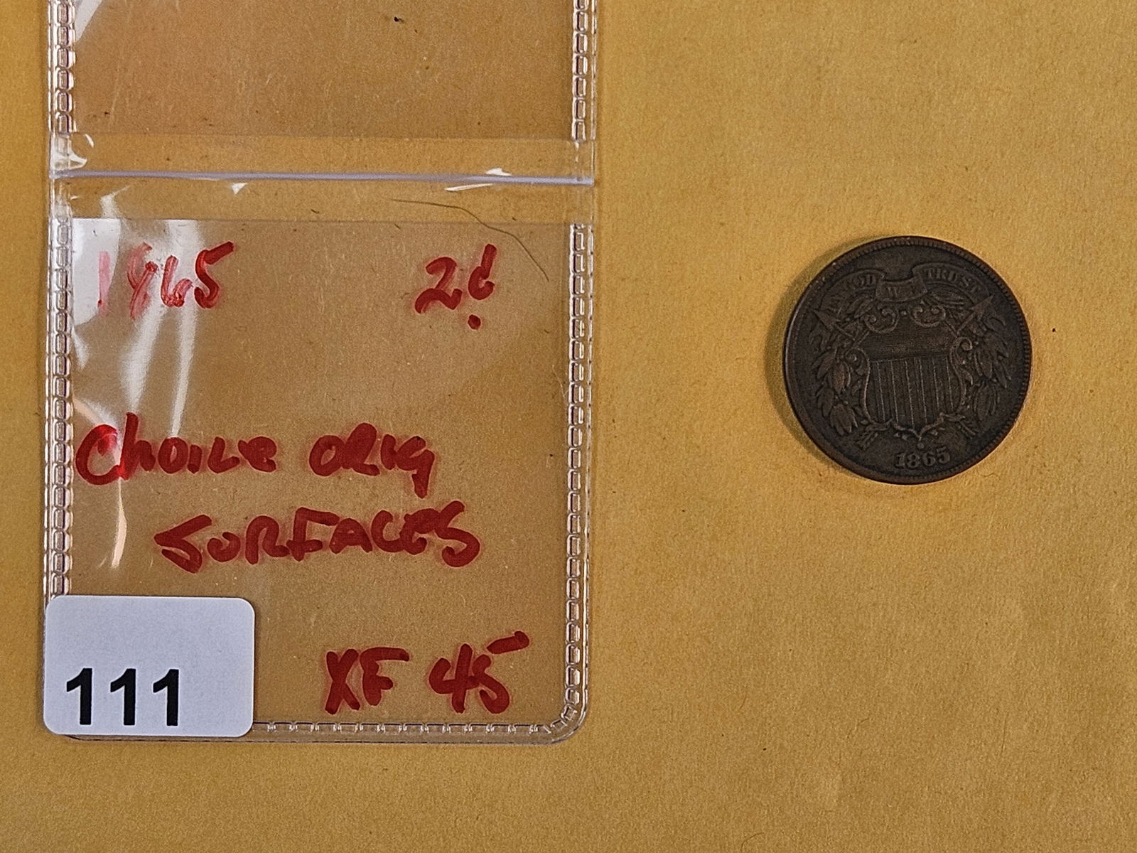 Choice 1865 Two Cent piece in Extra Fine plus - 2