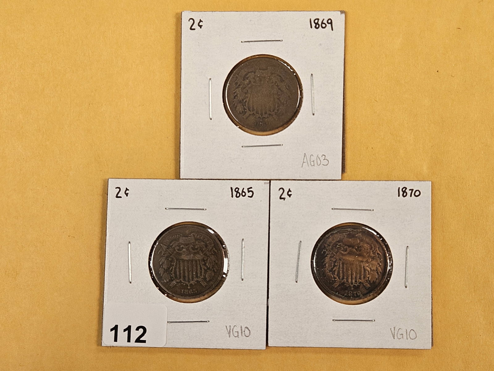 Three 2-cent pieces in AG to Very Good (1 of 4)